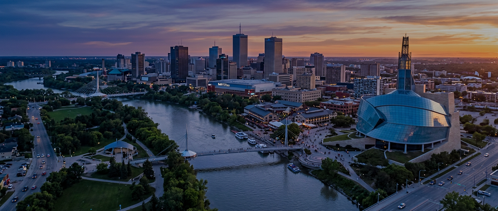 Winnipeg skyline at sunset